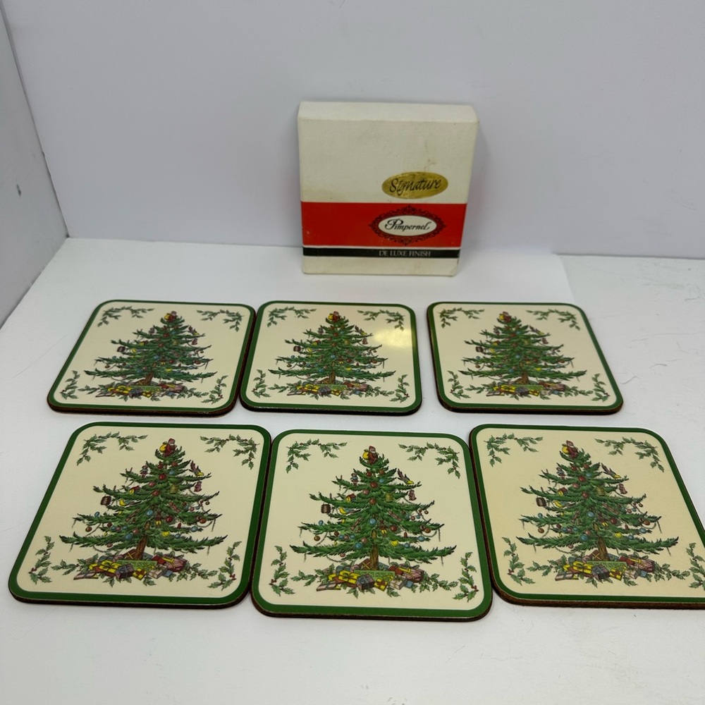 Pimpernel Spode Christmas Tree Coasters Set Of (6) With Box - Made In England B4